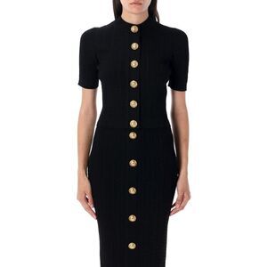 BALMAIN Button-Front Knit Dress Women BLACK Sweaters & Knitwear